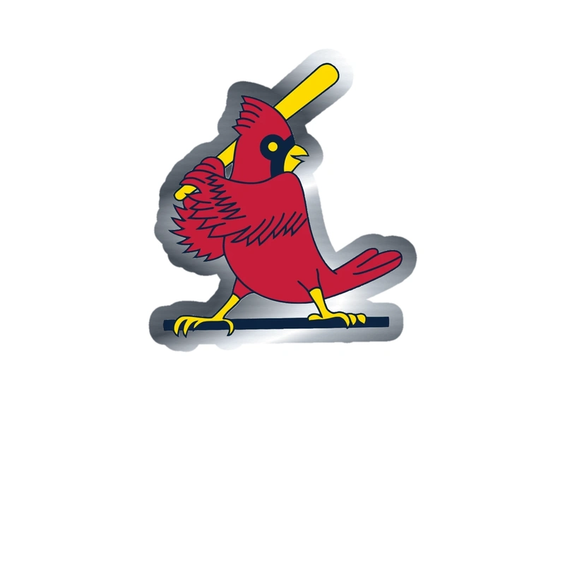 St. Louis Cardinals - Bird With Bat - Silver Chrome Vinyl Sticker - Custom Size