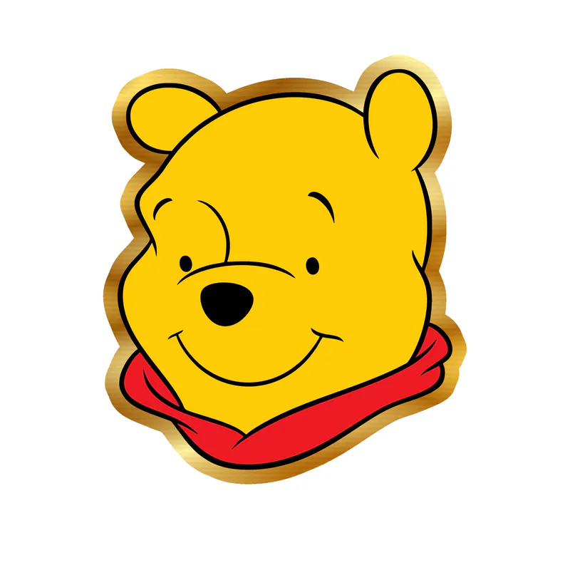 Winnie The Pooh - Gold Chrome Vinyl Sticker - Custom Size