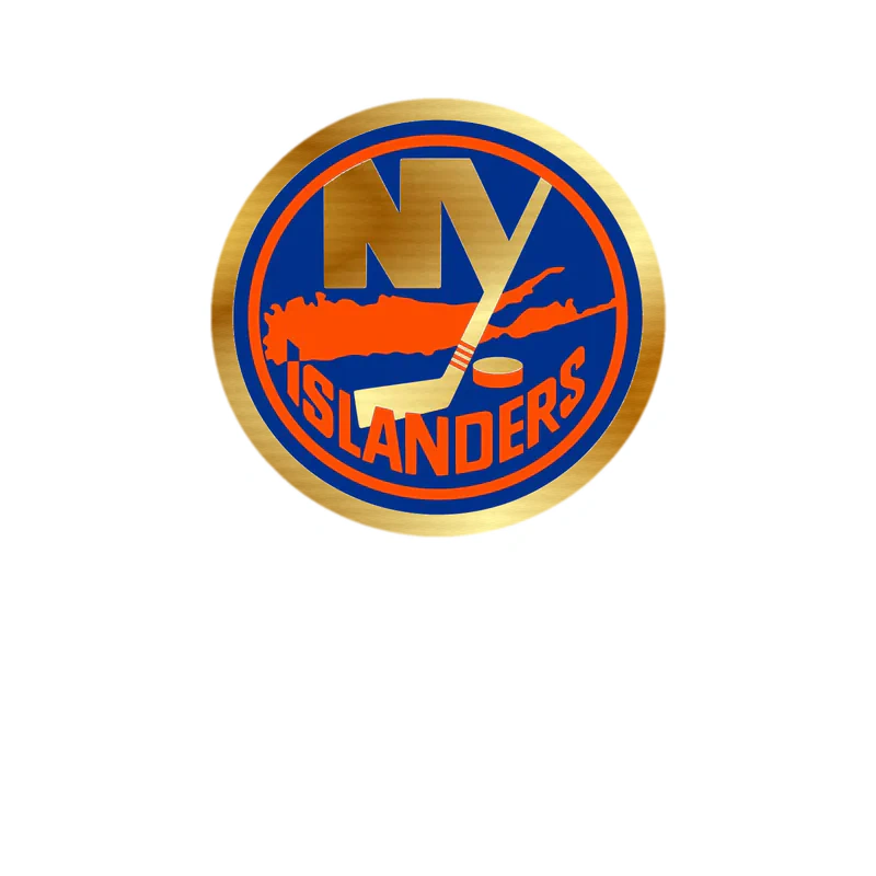 New York Islanders - Bright Circle - Gold Chrome Vinyl Sticker - Custom Size