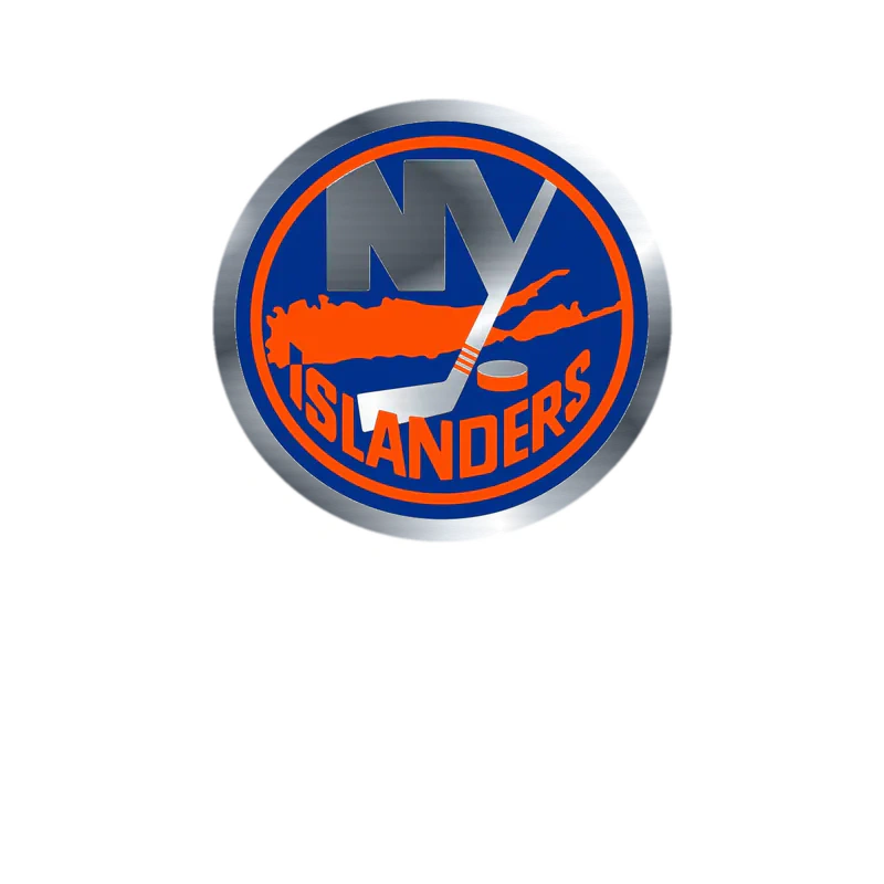 New York Islanders - Bright Circle - Silver Chrome Vinyl Sticker - Custom Size