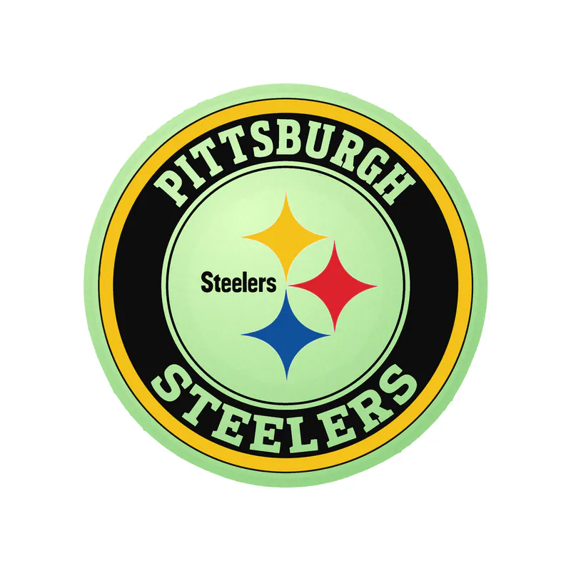Pittsburgh Steelers - Yellow and Black Circle - Glow in the Dark Vinyl Sticker - Custom Size