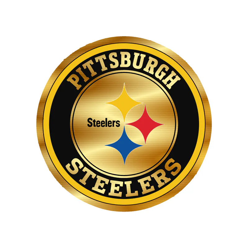 Pittsburgh Steelers - Yellow and Black Circle - Gold Chrome Vinyl Sticker - Custom Size