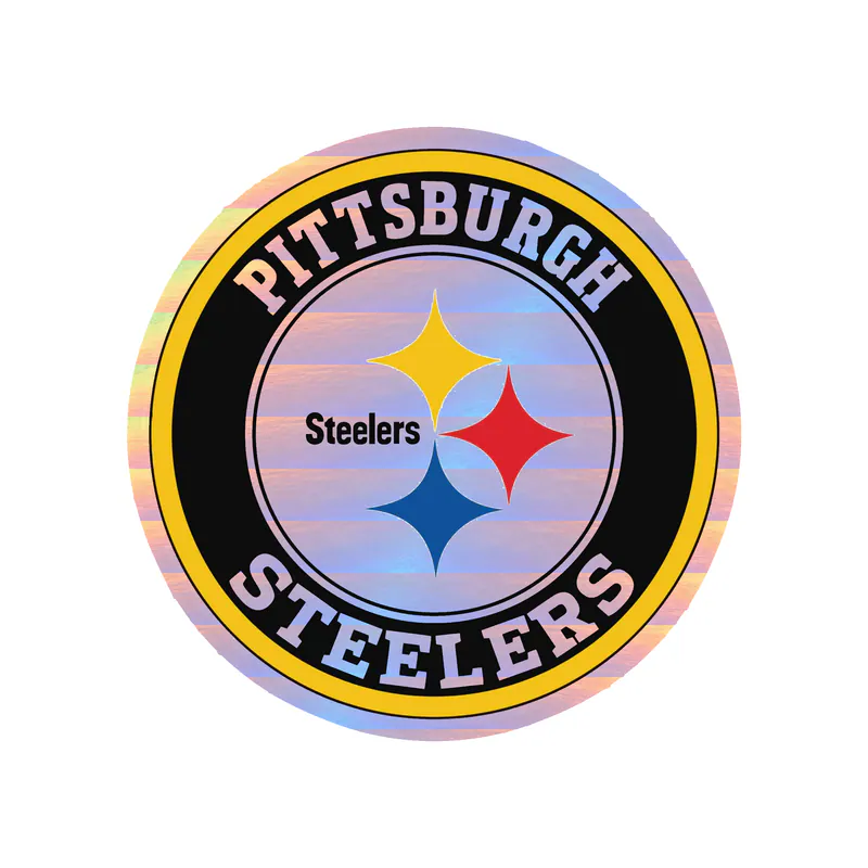Pittsburgh Steelers - Yellow and Black Circle - Holographic Vinyl Sticker - Custom Size