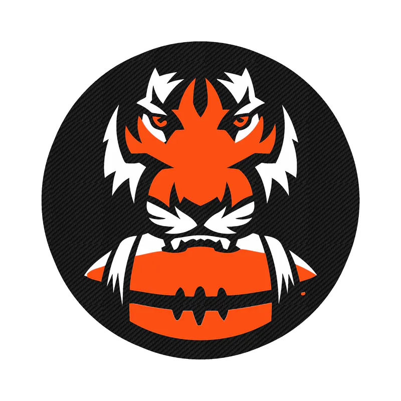 Cincinnati Bengals - Circle with Head and Football - Carbon Fiber Vinyl Sticker - Custom Size