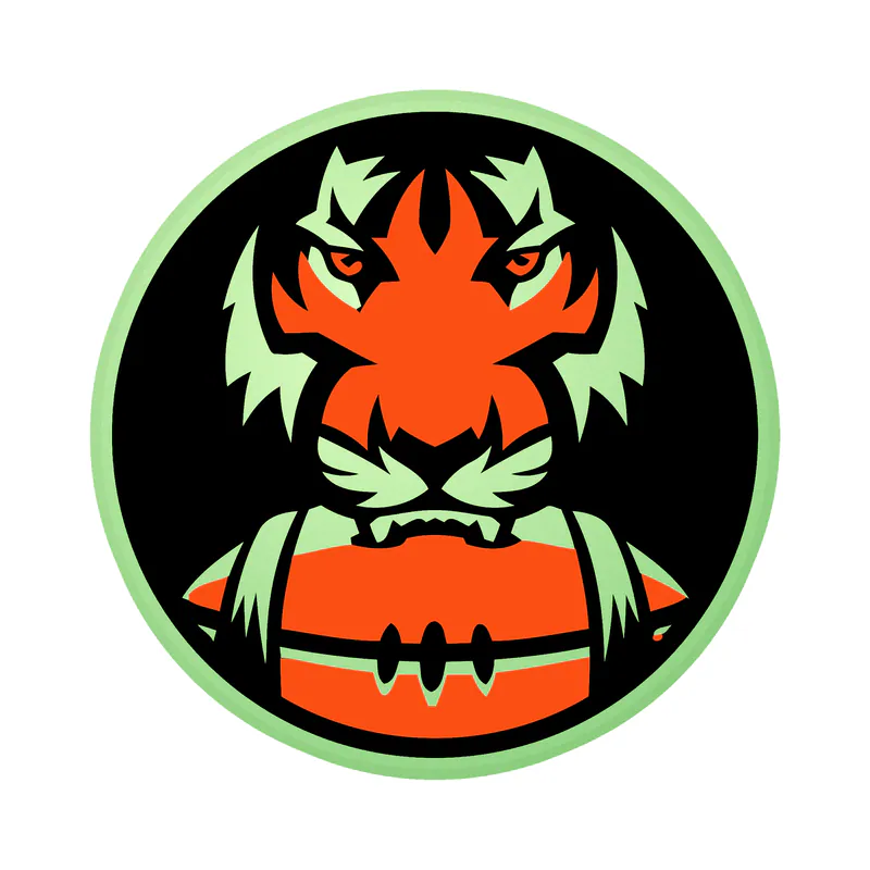 Cincinnati Bengals - Circle with Head and Football - Glow in the Dark Vinyl Sticker - Custom Size