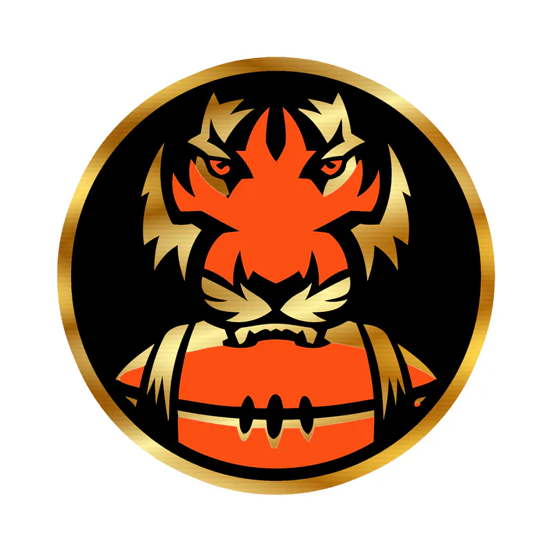 Cincinnati Bengals - Circle with Head and Football - Gold Chrome Vinyl Sticker - Custom Size