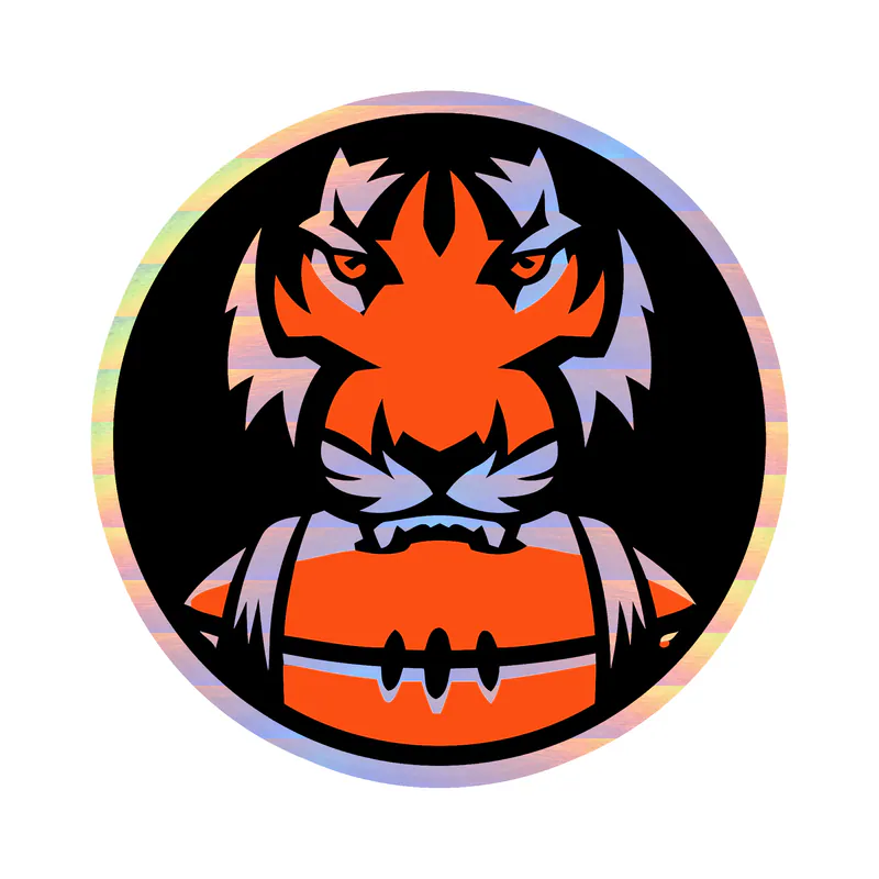 Cincinnati Bengals - Circle with Head and Football - Holographic Vinyl Sticker - Custom Size