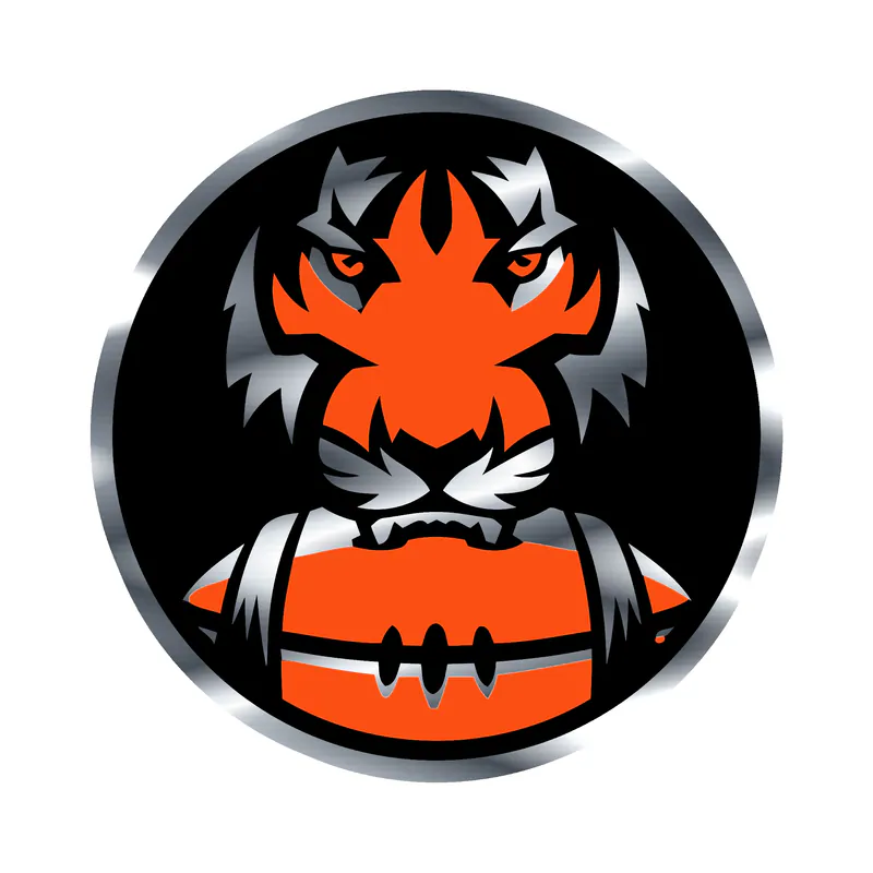 Cincinnati Bengals - Circle with Head and Football - Silver Chrome Vinyl Sticker - Custom Size