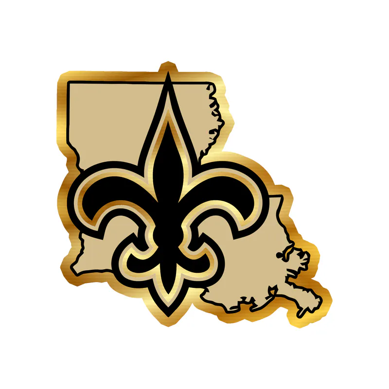 New Orleans Saints State Gold Chrome Vinyl Sticker - Custom Size