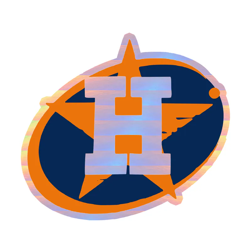 Houston Astros - Orange Heart with White H - Holographic Vinyl Sticker - Custom Size