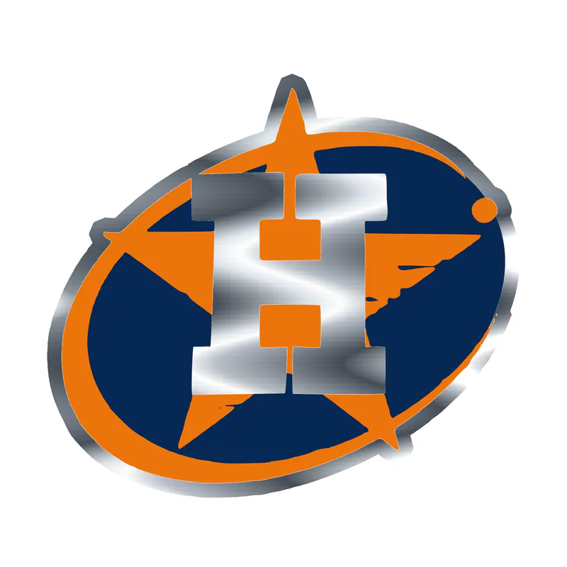 Houston Astros - Orange Heart with White H - Silver Chrome Vinyl Sticker - Custom Size