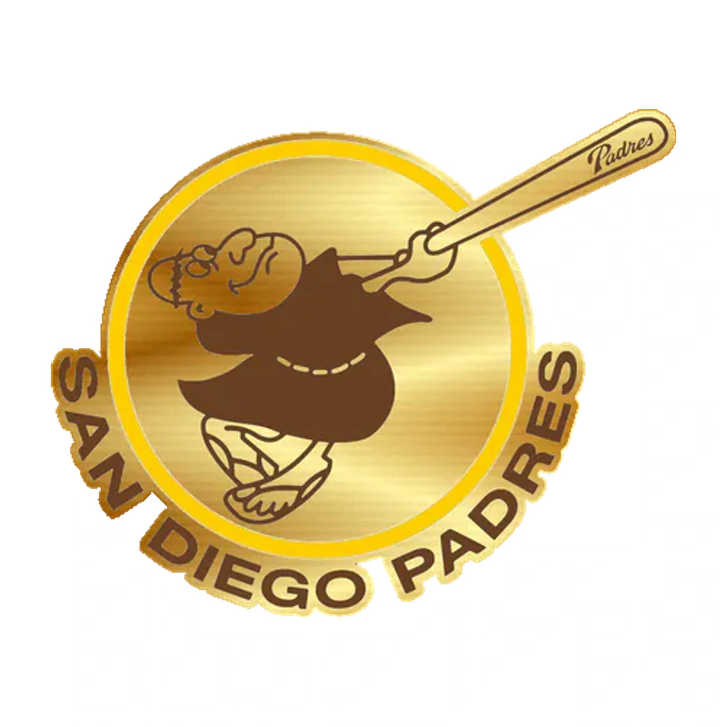 San Diego Padres - Circle With Swinging Friar - Gold Chrome Vinyl Sticker - Custom Size