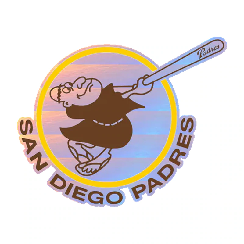 San Diego Padres - Circle With Swinging Friar - Holographic Vinyl Sticker - Custom Size