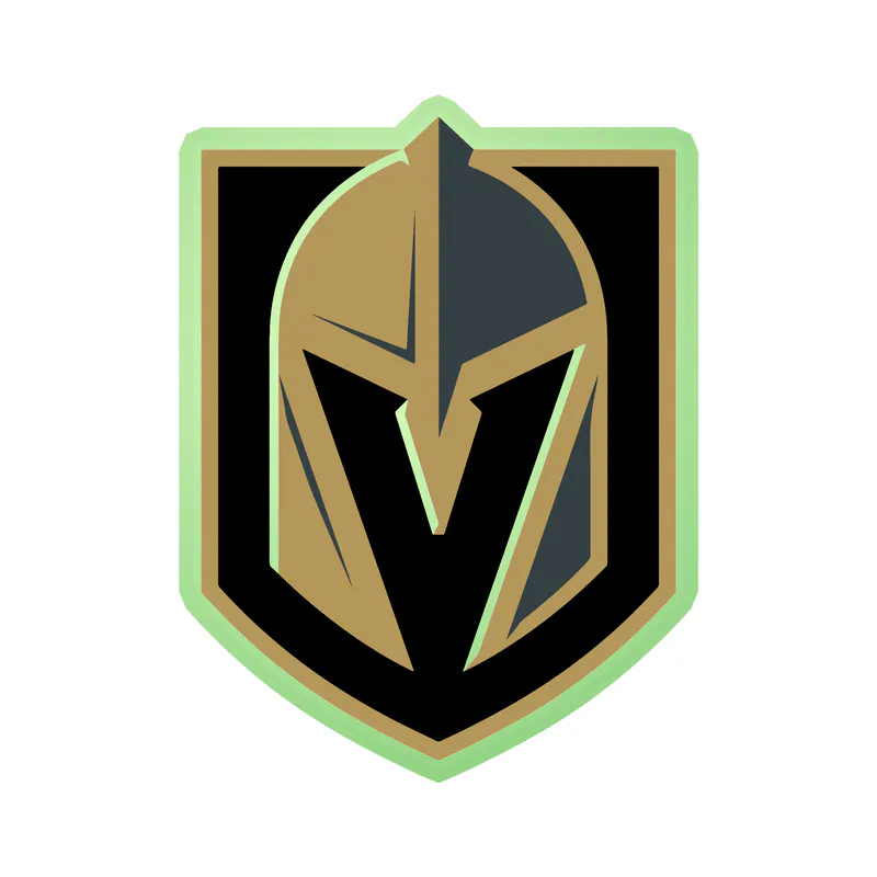 Vegas Golden Knights - Shield With Helmet - Glow in the Dark Vinyl Sticker - Custom Size