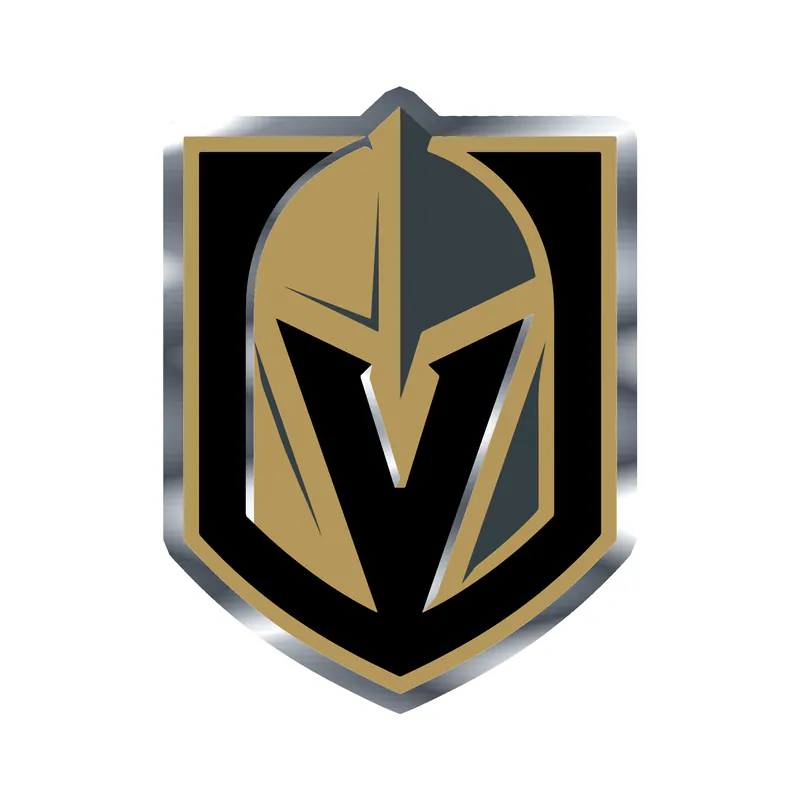 Vegas Golden Knights - Shield With Helmet - Silver Chrome Vinyl Sticker - Custom Size