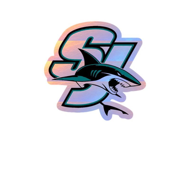 San Jose Sharks - SJ With Shark - Holographic Vinyl Sticker - Custom Size