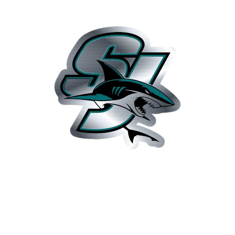 San Jose Sharks - SJ With Shark - Silver Chrome Vinyl Sticker - Custom Size