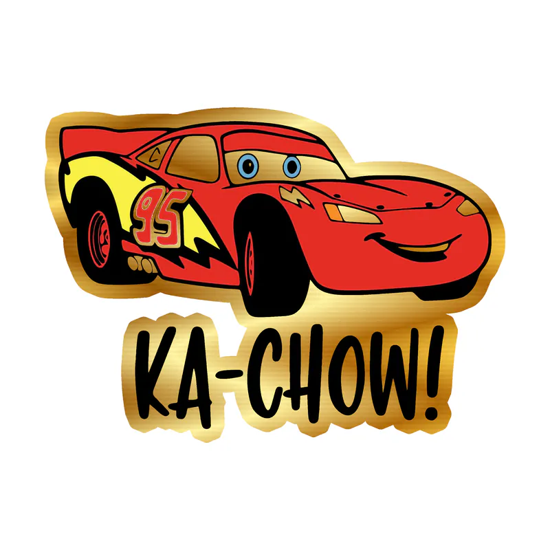 Cars Lightning McQueen Gold Chrome Vinyl Sticker - Custom Size