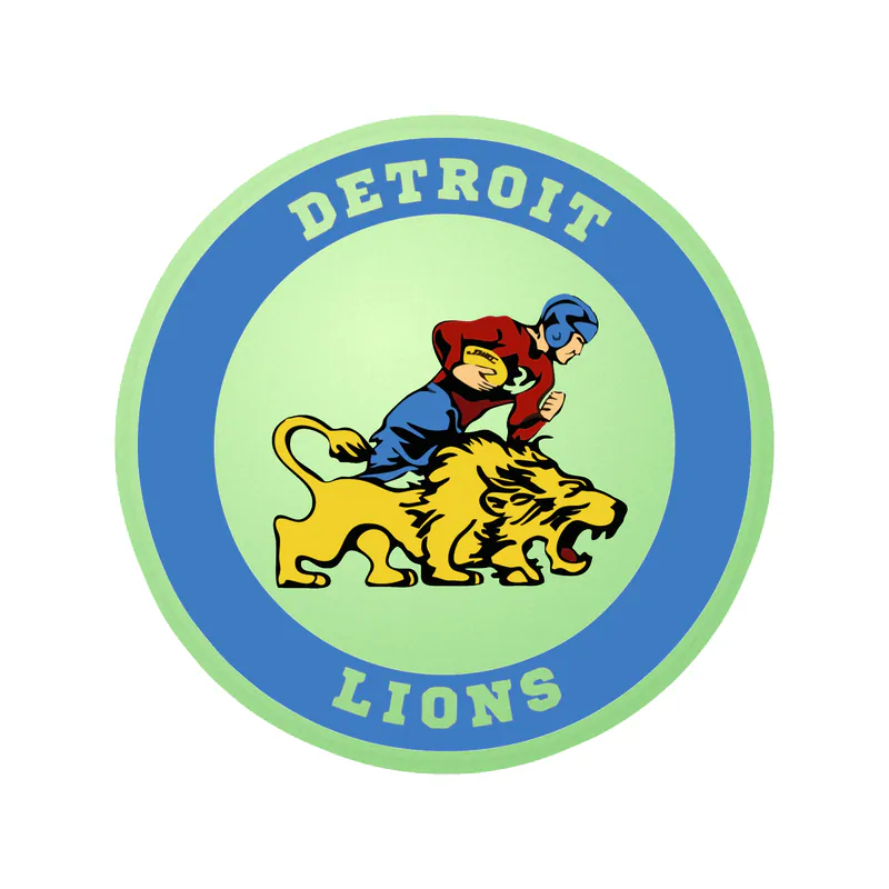 Detroit Lions - Circle With Lions Old Logo - Glow in the Dark Vinyl Sticker - Custom Size