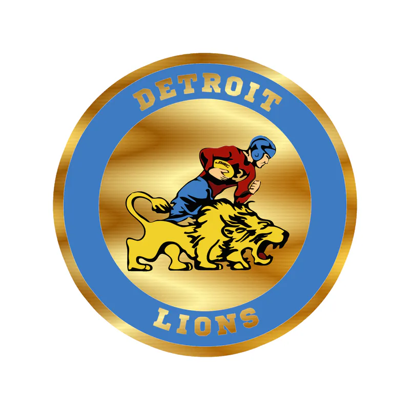 Detroit Lions - Circle With Lions Old Logo - Gold Chrome Vinyl Sticker - Custom Size