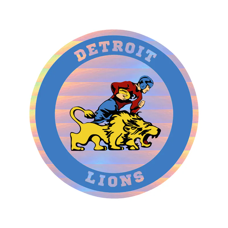 Detroit Lions - Circle With Lions Old Logo - Holographic Vinyl Sticker - Custom Size