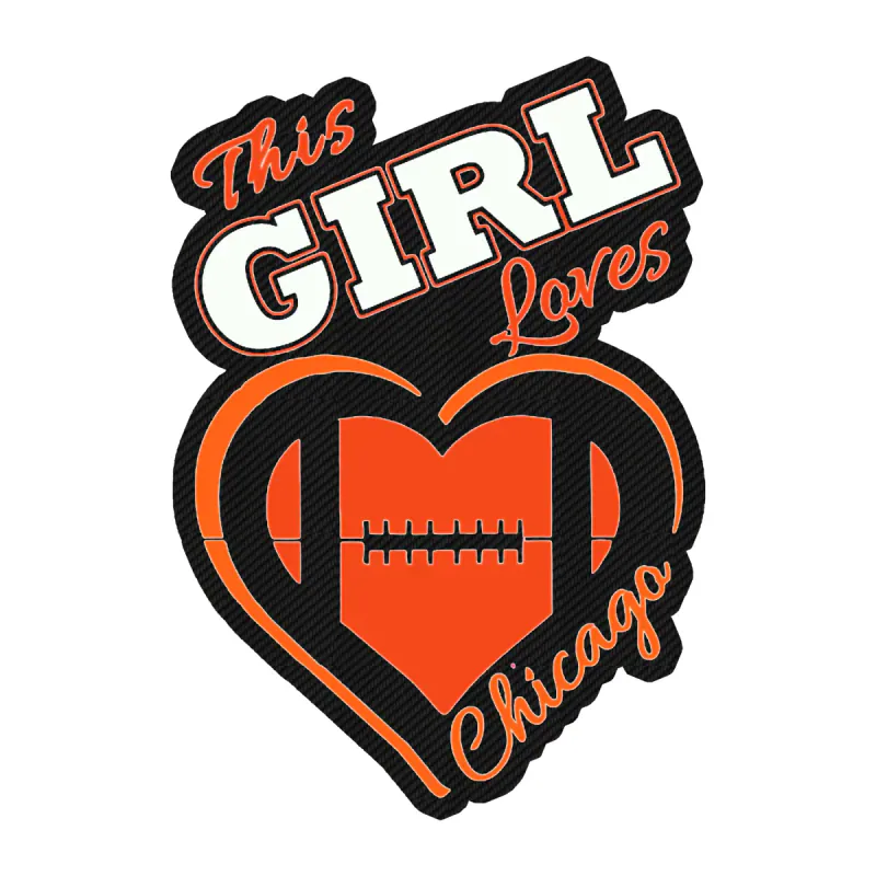 Chicago Bears - This Girl Loves Chicago - Carbon Fiber Vinyl Sticker - Custom Size