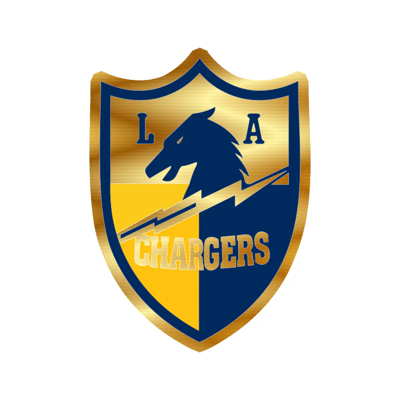 Los Angeles Chargers - Dark Horse Shield - Gold Chrome Vinyl Sticker - Custom Size
