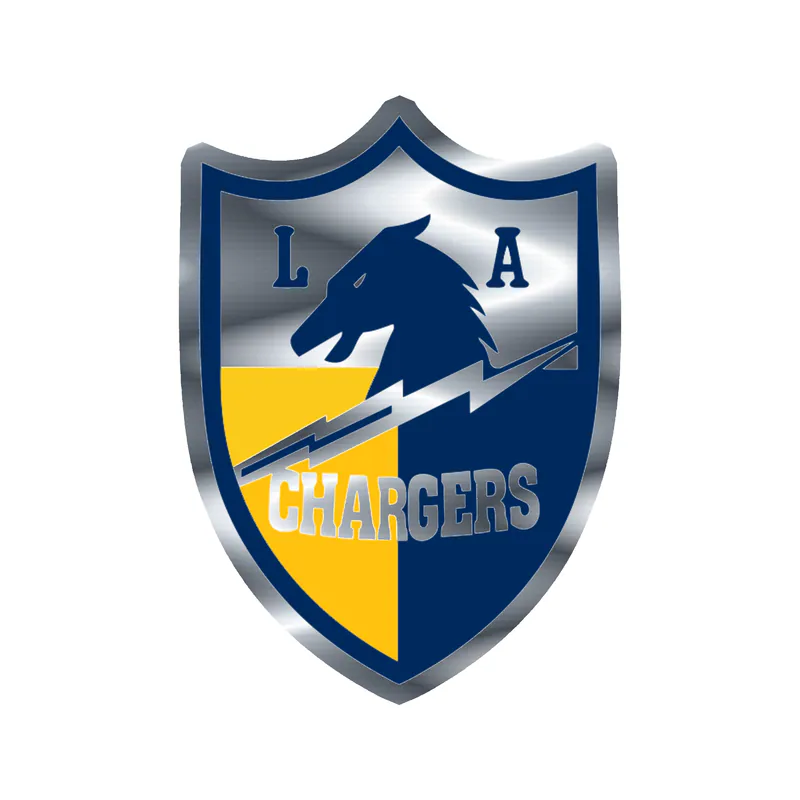 Los Angeles Chargers - Dark Horse Shield - Silver Chrome Vinyl Sticker - Custom Size