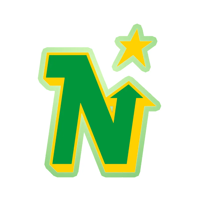 Dallas Stars  - N With Star - Glow in the Dark Vinyl Sticker - Custom Size