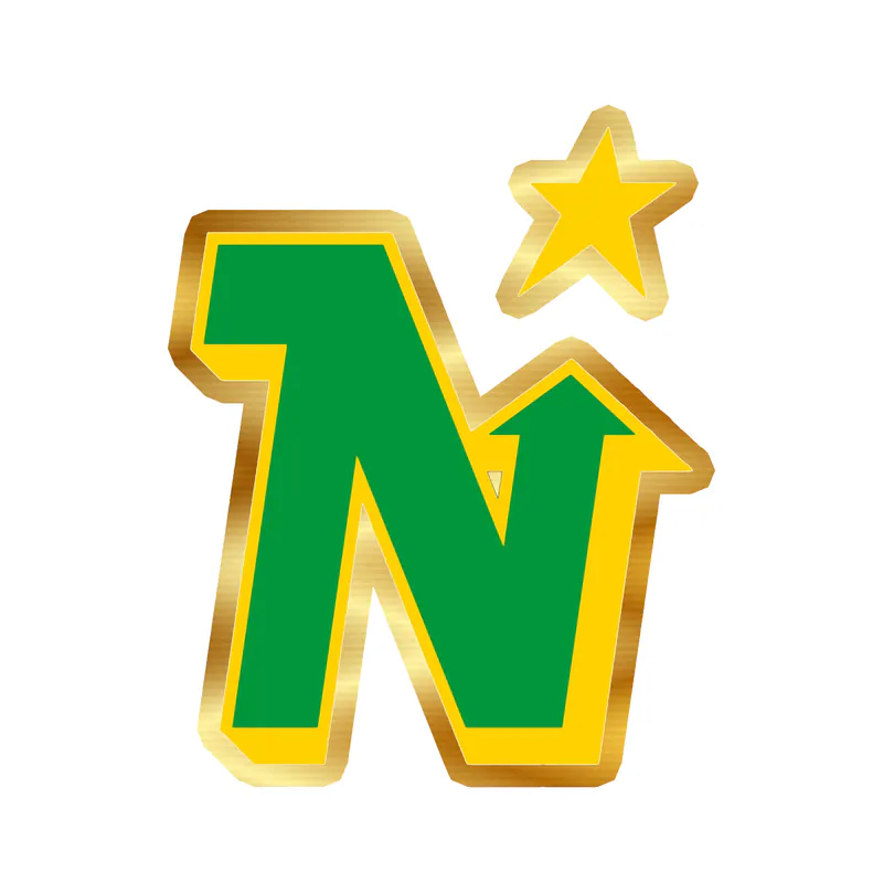 Dallas Stars  - N With Star - Gold Chrome Vinyl Sticker - Custom Size