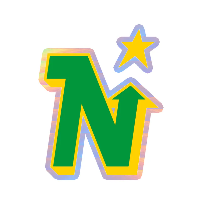 Dallas Stars  - N With Star - Holographic Vinyl Sticker - Custom Size