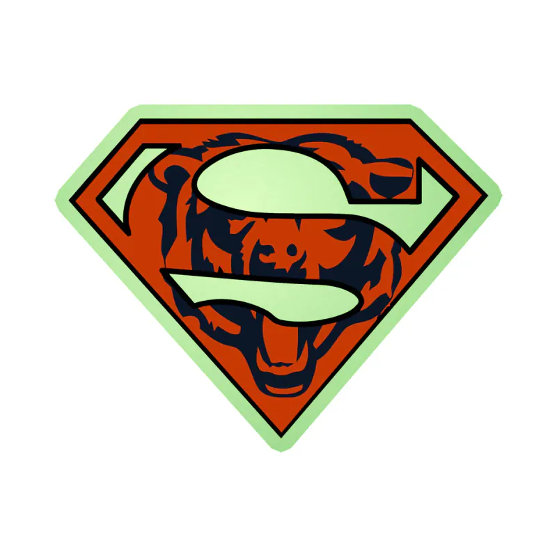 Chicago Bears - Superman - Glow in the Dark Vinyl Sticker - Custom Size