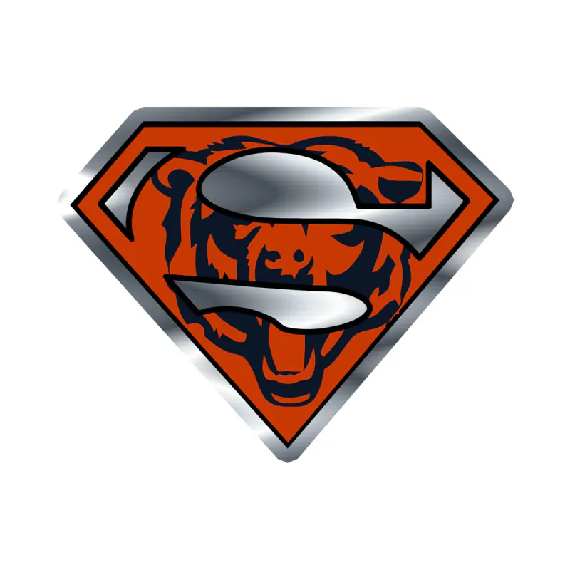 Chicago Bears - Superman - Silver Chrome Vinyl Sticker - Custom Size