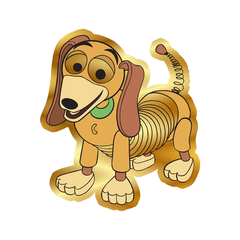 Toy Story Slinky Dog Gold Chrome Vinyl Sticker - Custom Size