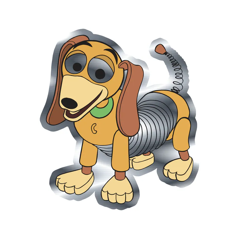 Toy Story Slinky Dog Silver Chrome Vinyl Sticker - Custom Size