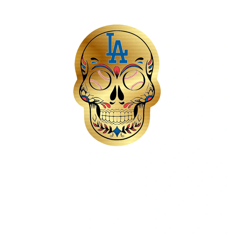 Los Angeles Dodgers - Sugar Skull - Gold Chrome Vinyl Sticker - Custom Size