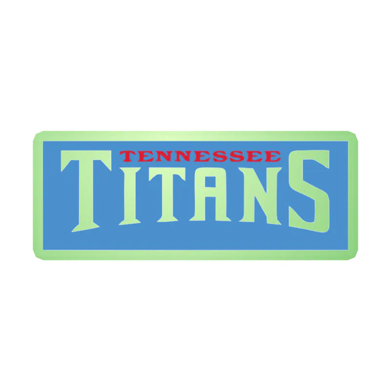 Tennessee Titans - White Lettering with Blue Background - Glow in the Dark Vinyl Sticker - Custom Size
