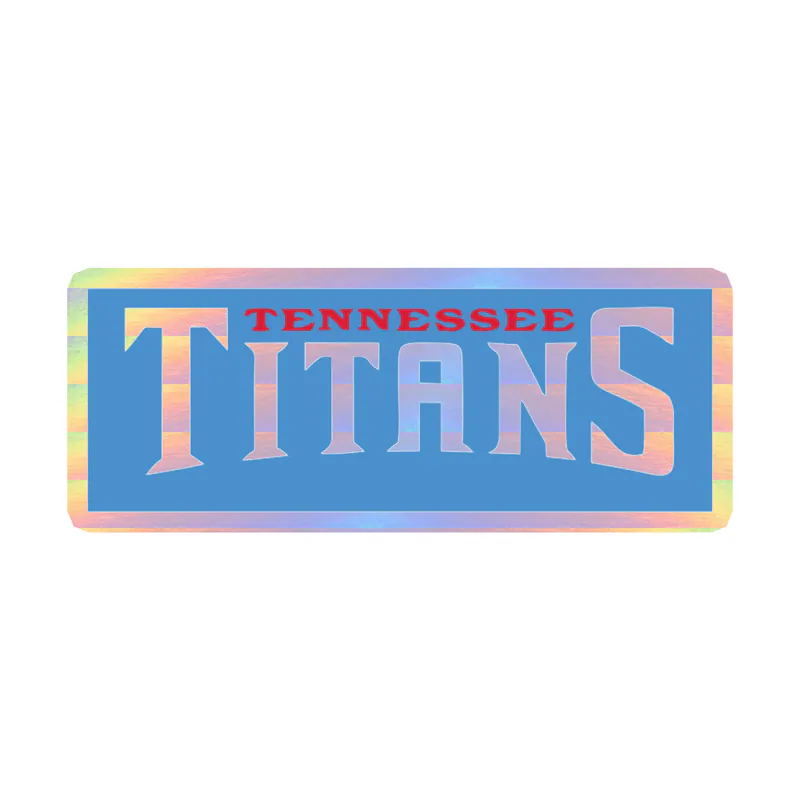 Tennessee Titans - White Lettering with Blue Background - Holographic Vinyl Sticker - Custom Size
