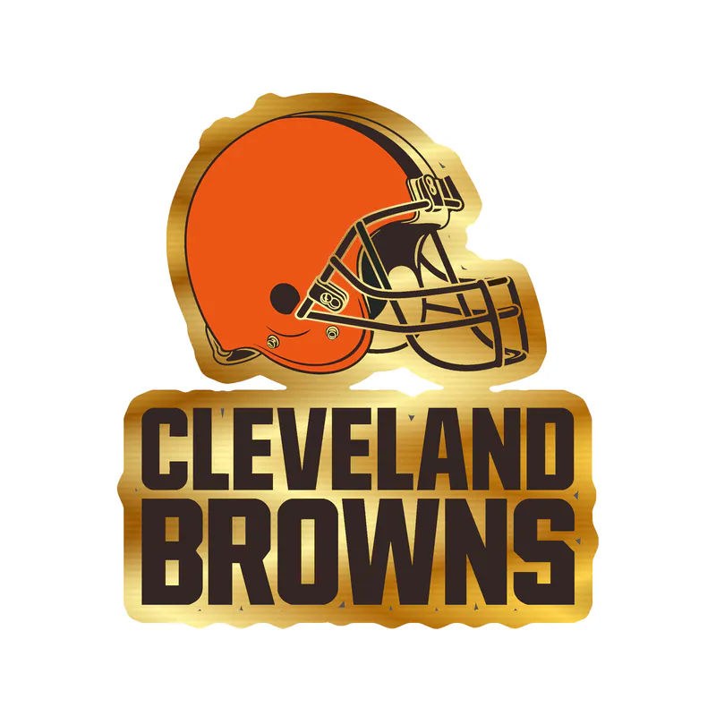 Cleveland Browns - Helmet with Name - Gold Chrome Vinyl Sticker - Custom Size