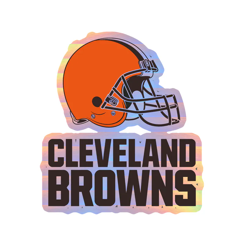Cleveland Browns - Helmet with Name - Holographic Vinyl Sticker - Custom Size