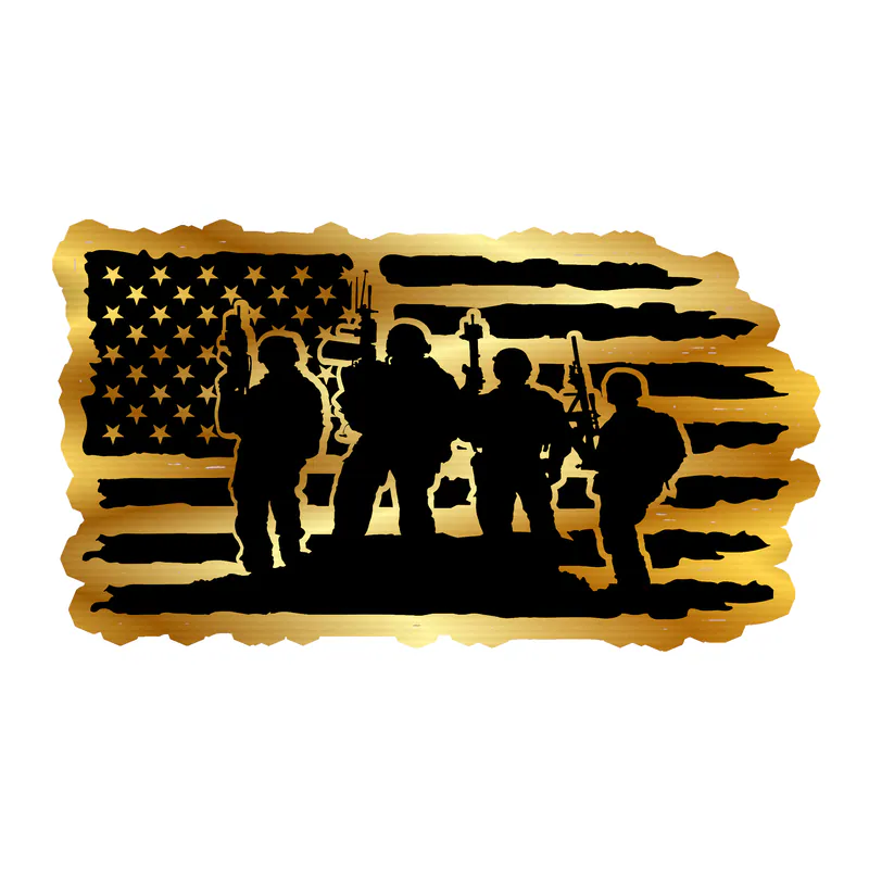 American Flag Gold Chrome Vinyl Decal - Custom Size