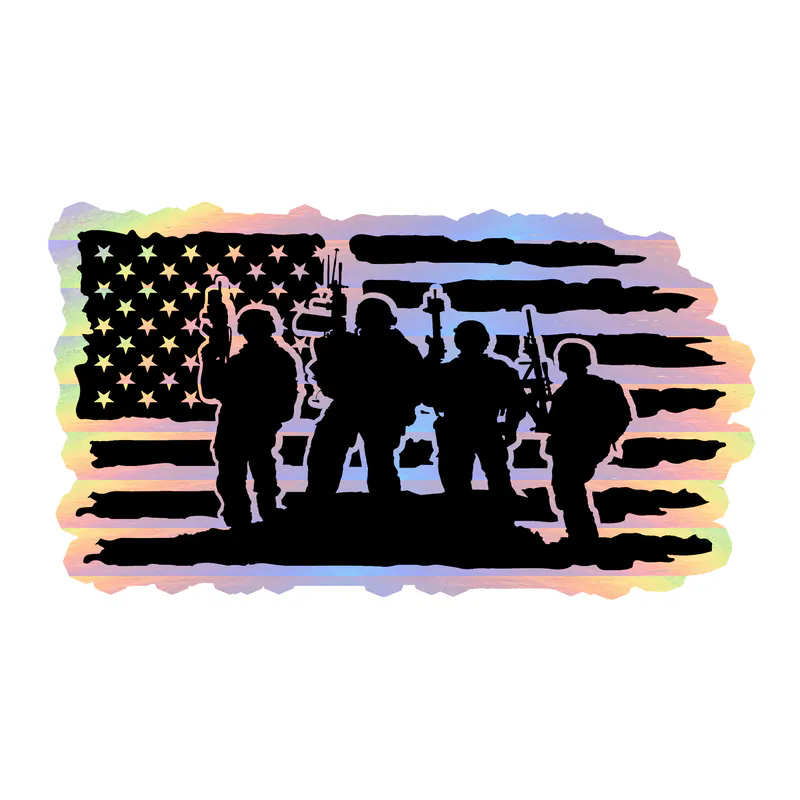 American Flag Holographic Vinyl Decal - Custom Size