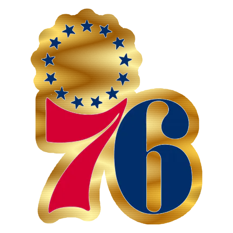 Philadelphia 76ers - Image 10 - Gold Chrome Vinyl Sticker - Custom Size