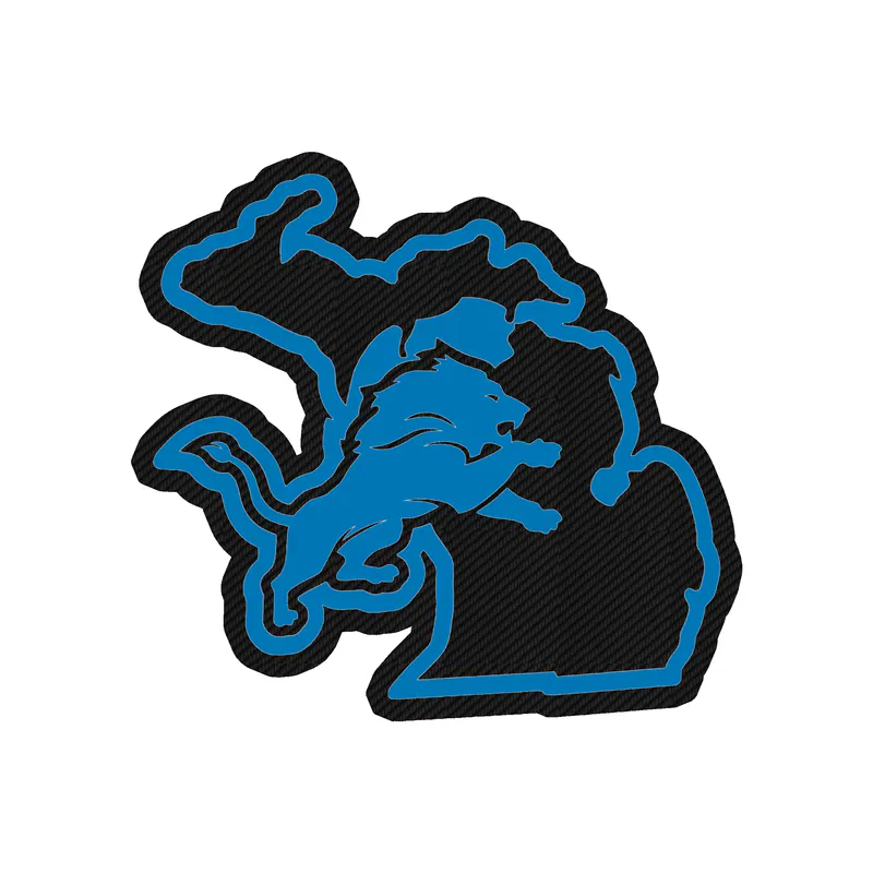 Detroit Lions - Lion Gray State - Carbon Fiber Vinyl Sticker - Custom Size