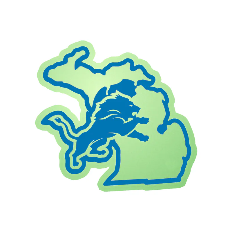 Detroit Lions - Lion Gray State - Glow in the Dark Vinyl Sticker - Custom Size