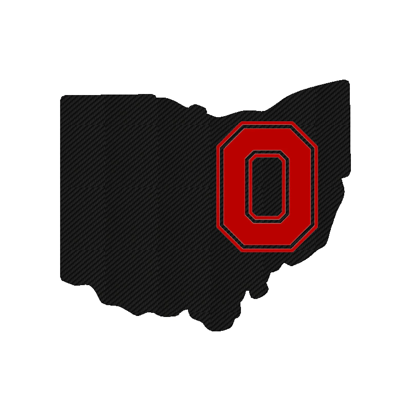 Ohio State Buckeyes - Black State 2 - Carbon Fiber Vinyl Decal - Custom Size