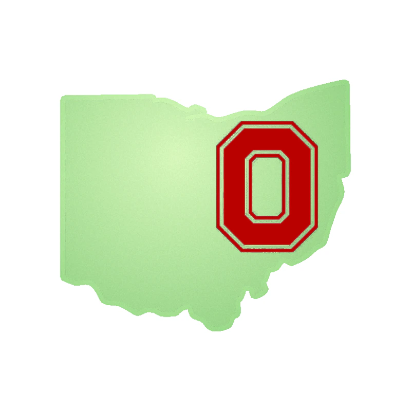 Ohio State Buckeyes - Black State 2 - Glow in the Dark Vinyl Decal - Custom Size
