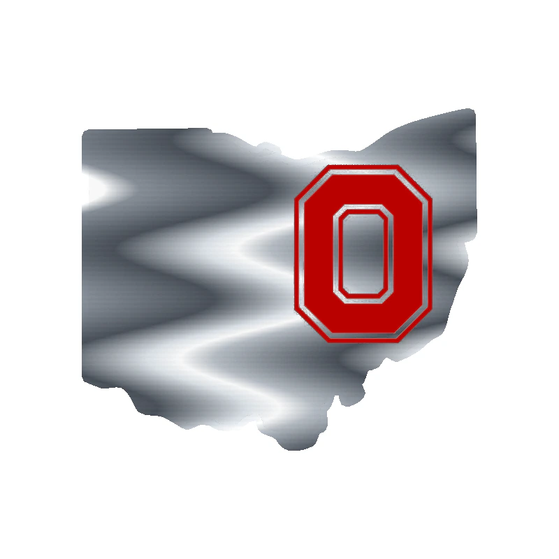 Ohio State Buckeyes - Black State 2 - Silver Chrome Vinyl Decal - Custom Size