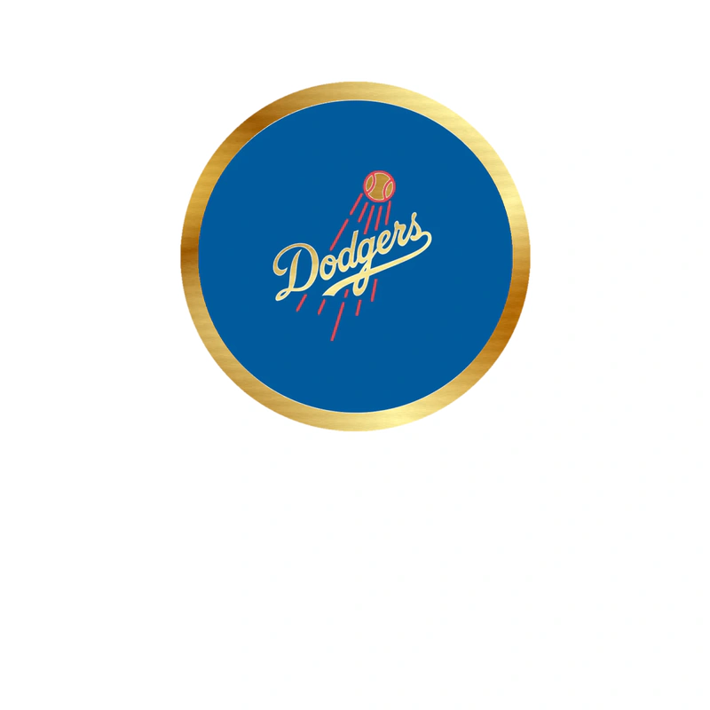 Los Angeles Dodgers - Blue Circle With Dodgers in Middle - Gold Chrome Vinyl Sticker - Custom Size