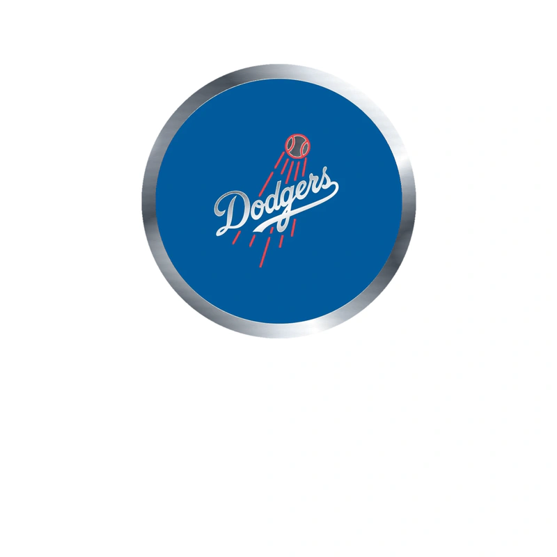 Los Angeles Dodgers - Blue Circle With Dodgers in Middle - Silver Chrome Vinyl Sticker - Custom Size